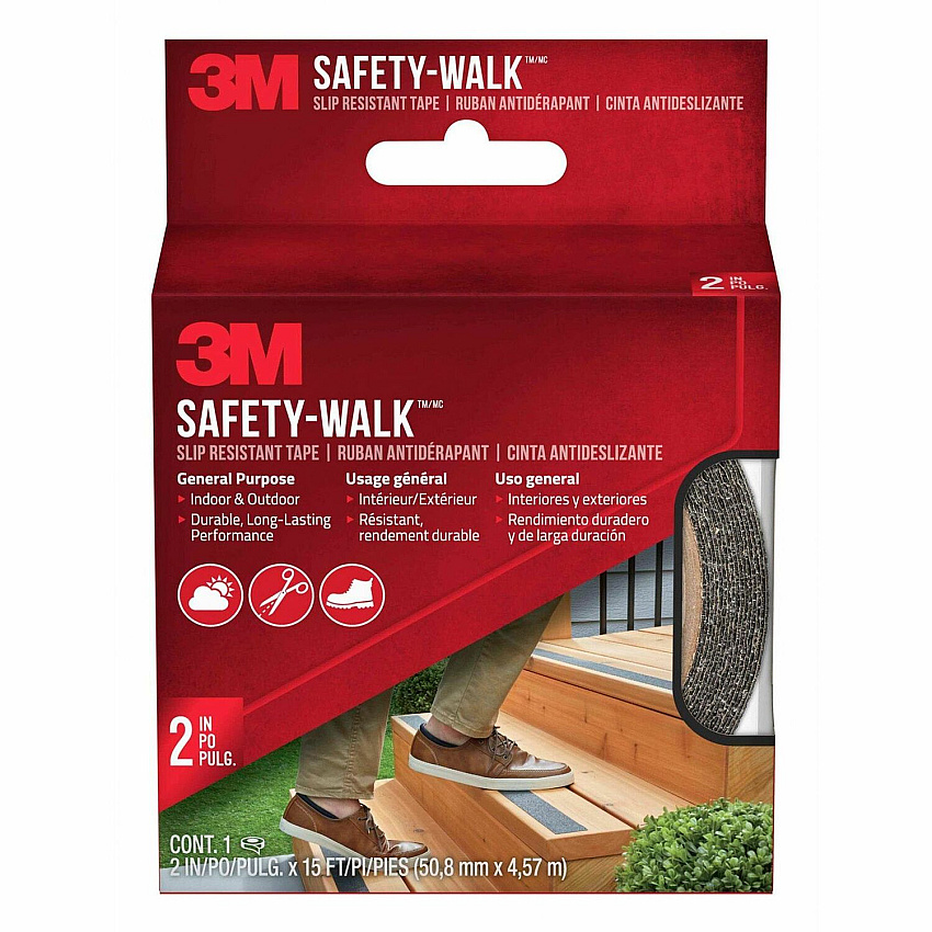 3M Safety Walk Outdoor Tread 15 ft Length x 2" Width - Black - For Marking - 1 Each (7635NA)