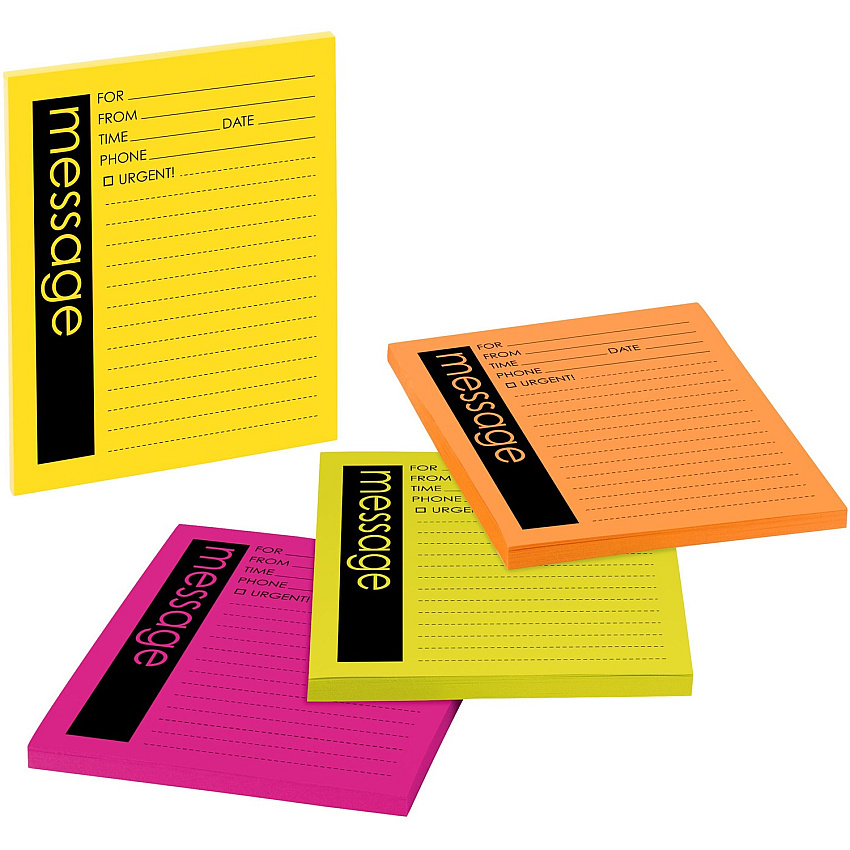 Post-it&reg; Important Message Note 50 Sheet(s) - 5" x 4" Sheet Size - Yellow, Pink, Orange, Green - Assorted Sheet(s) - 4 / Pack (76794)