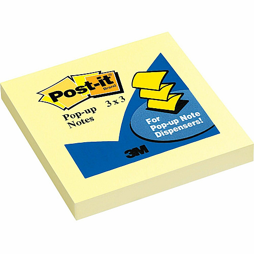 Post-it&reg; Pop-up Notes 100 - 3" Flag/Note Width x 3" Flag/Note Length - Square - 100 Sheets per Pad - Unruled - Canary Yellow - Paper - Self-adhesive, Repositionable - 1 Pad (R330YW)