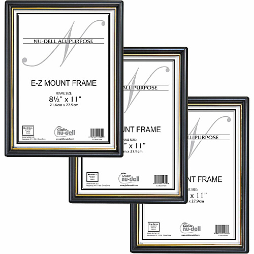 NuDell Golite nu-dell Easy Slide-In Document Frame Holds 8.50" x 11" Insert - Horizontal, Vertical - Plastic - Black - 3 / Pack (11888)