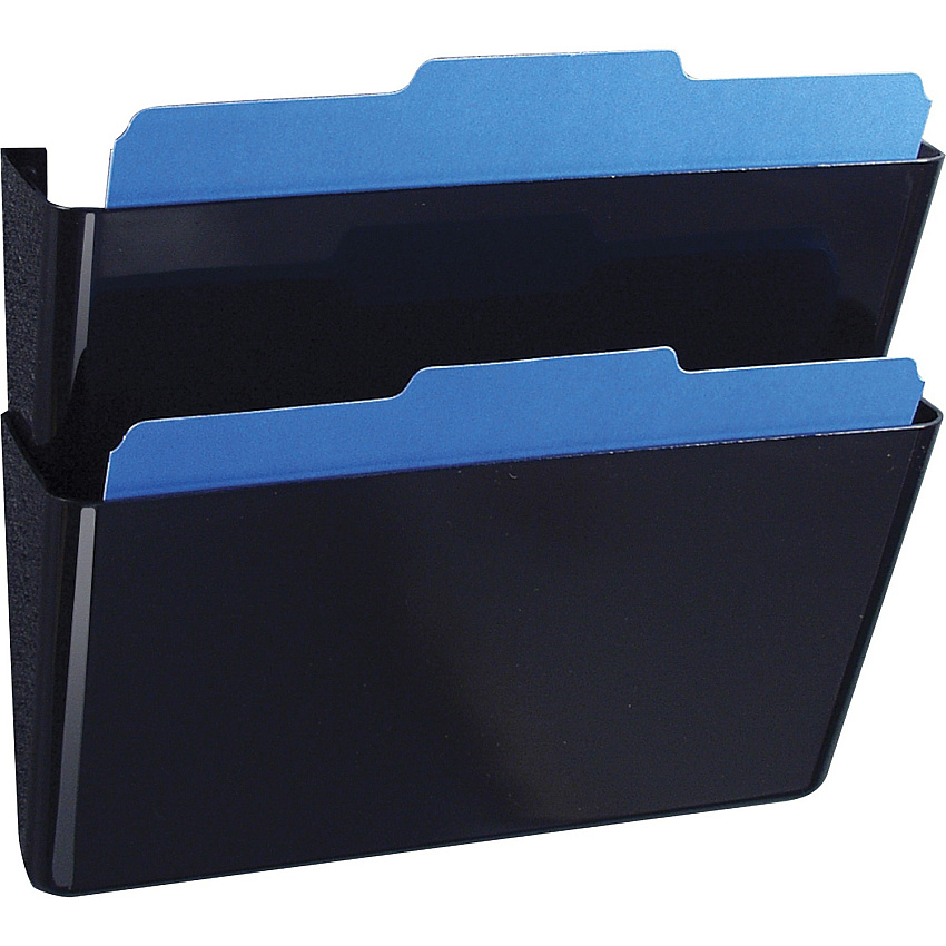 Officemate Mountable Wall File, Black, 2PK 7" Height x 13" Width x 4.12" Depth - Black - Plastic - 2 / Box (21405)