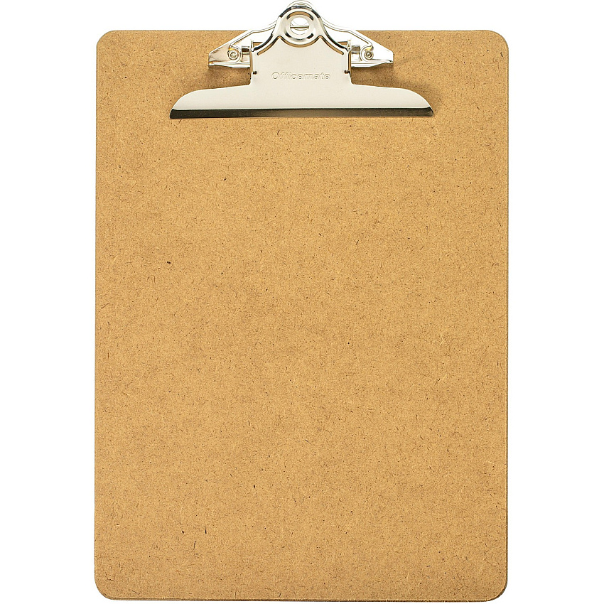 Officemate Recycled Hardboard Clipboard 1" Clip Capacity - 9" x 12 1/2" Sheet Size - Clamp - Hardboard - Wood - 1 Each (83100)