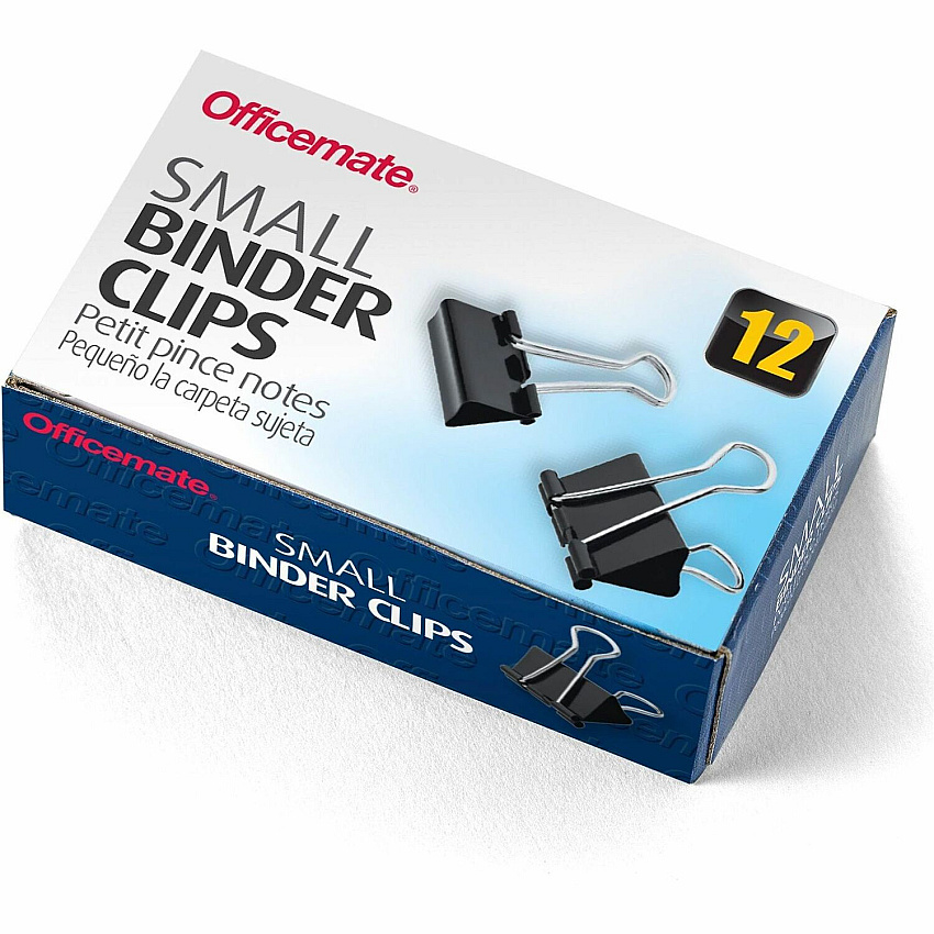 Officemate Binder Clips, Small Small - 0.8" Width - 0.37" Size Capacity - Corrosion Resistant - Black - 12 / Box (99020)