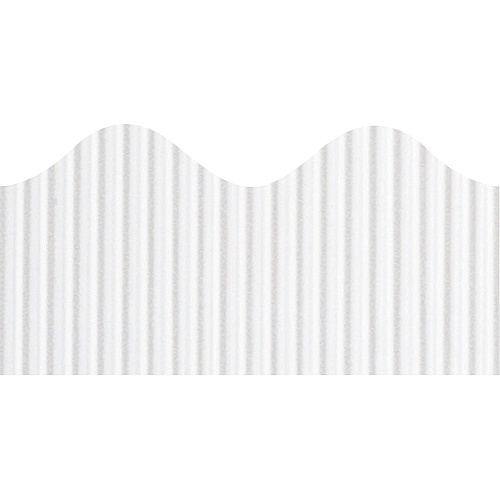 Bordette Decorative Border Rectangle with Scalloped Trim Shape - Pin-up - Fadeless - 2.25" Width x 600" Length - White - Paper - 1 Roll (37014)