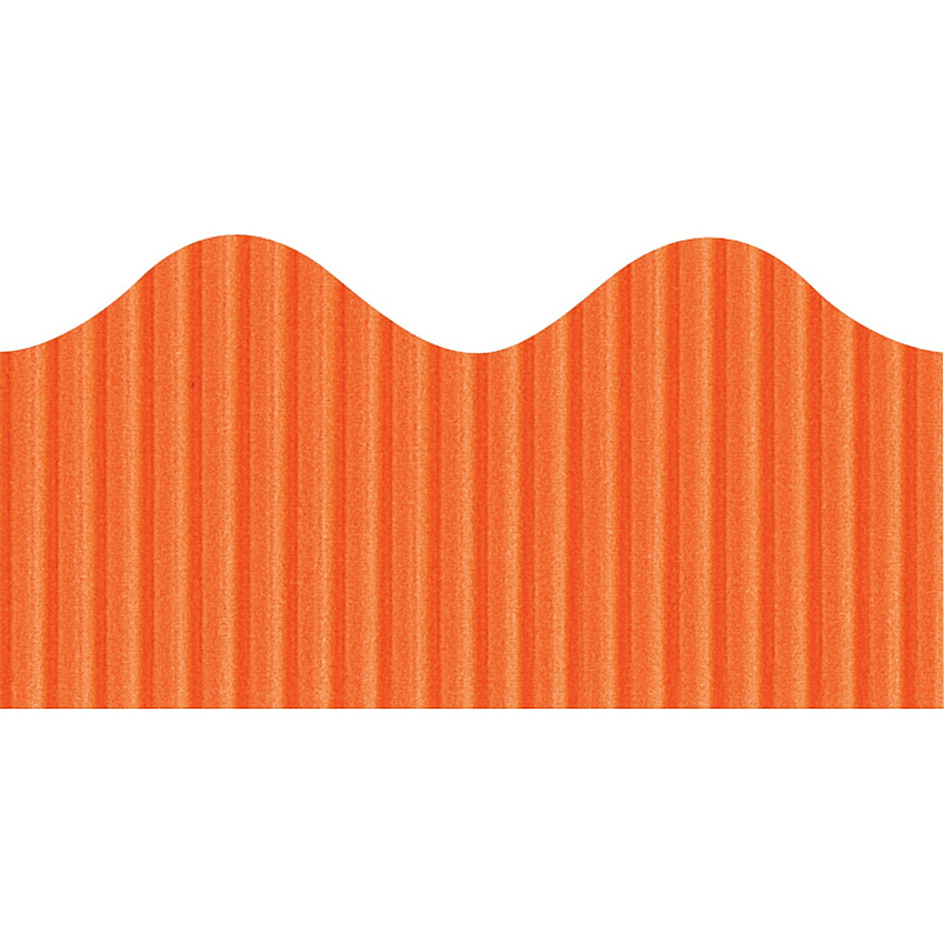 Bordette Decorative Border Rectangle with Scalloped Trim Shape - Pin-up - Fadeless - 4" Height x 2.25" Width x 600" Length - Orange - Paper - 1 Roll (37104)