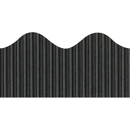 Bordette Decorative Border Rectangle with Scalloped Trim Shape - Pin-up - Fadeless - 2.25" Width x 600" Length - Black - Paper - 1 Roll (37304)