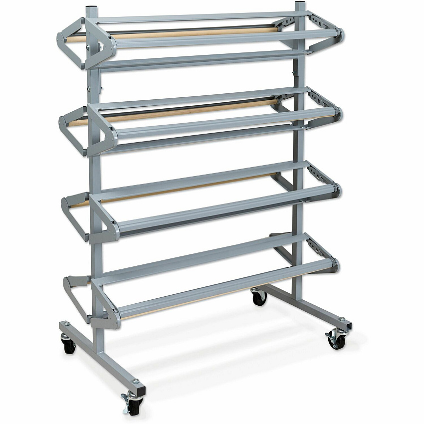 Pacon Horizontal Art Paper Roll Dispenser 36" Roll Width Supported x 9" Roll Diameter Supported - Mobile Unit, Locking Casters, Powder Coated - Gray - Steel - 1 Each (67780)
