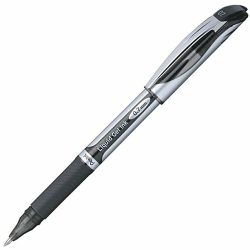 EnerGel EnerGel Deluxe Liquid Gel Pen 0.7 mm Medium Pen Point - Refillable - Black Ink - Gel-based - Silver Barrel - 1 Each (BL57A)