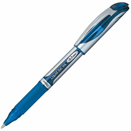 EnerGel EnerGel Deluxe Liquid Gel Pens 0.7 mm Medium Pen Point - Refillable - Blue Ink - Gel-based - Silver Barrel - 1 Each (BL57C)