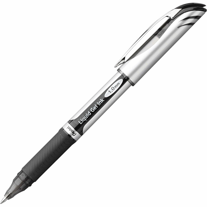 EnerGel EnerGel Deluxe Liquid Gel Pen 1 mm Bold Pen Point - Refillable - Black Ink - Gel-based - Silver Barrel - 1 Each (BL60A)