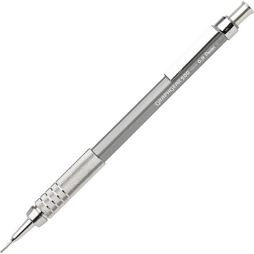 Pentel GraphGear 500 Mechanical Drafting Pencil 0.9 mm Lead - HB - Refillable - Gray Barrel - 1 Each (PG529N)