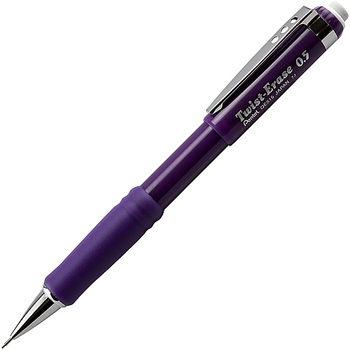 Pentel Twist-Erase III Mechanical Pencils 0.5 mm Black Lead - #2 - Refillable - Violet Barrel - 1 Each (QE515V)