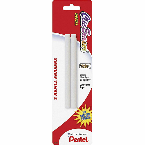 Pentel Clic Eraser Refills White - 2 / Pack - Non-abrasive (ZER2BPK6)