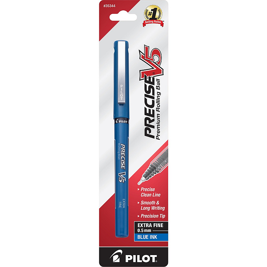 Pilot Precise V5 Premium Rolling Ball Pen 0.5 mm Extra Fine Pen Point - Blue Ink - 1 / Pack (35344)