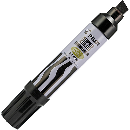 Pilot Jumbo Chisel Felt Tip Permanent Markers Chisel Marker Point - Refillable - Black Ink - White, Black Barrel - 1 Each (43100)