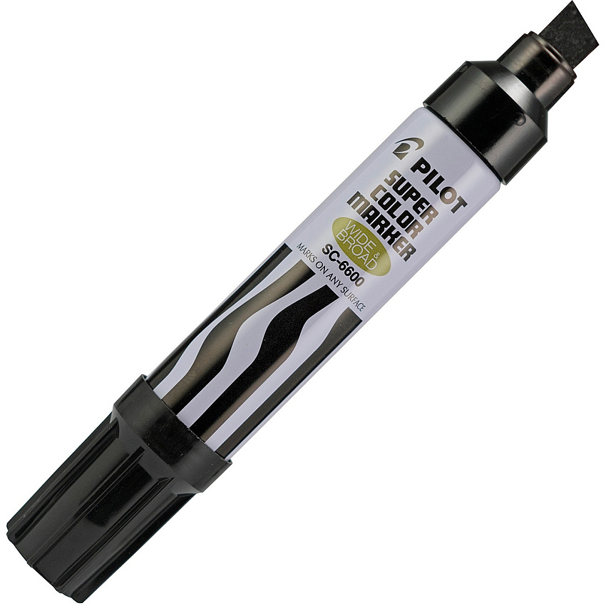 Pilot Jumbo Chisel Felt Tip Permanent Markers Chisel Marker Point - Refillable - Black Ink - White, Black Barrel - 1 Each (43100)