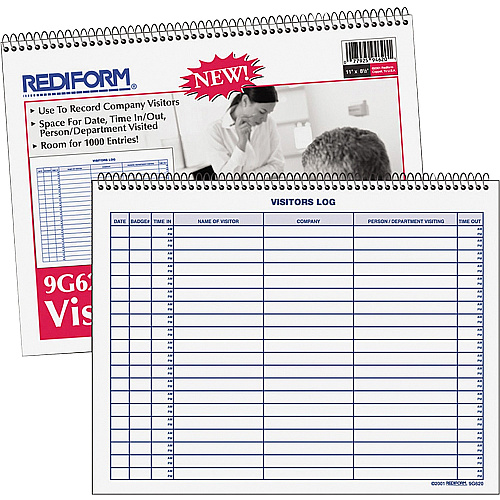 Rediform Visitor's Log Book 50 Sheet(s) - Wire Bound - 1 Part - 11" x 8.50" Sheet Size - White - White Sheet(s) - Blue Print Color - Recycled - 1 Each (9G620)