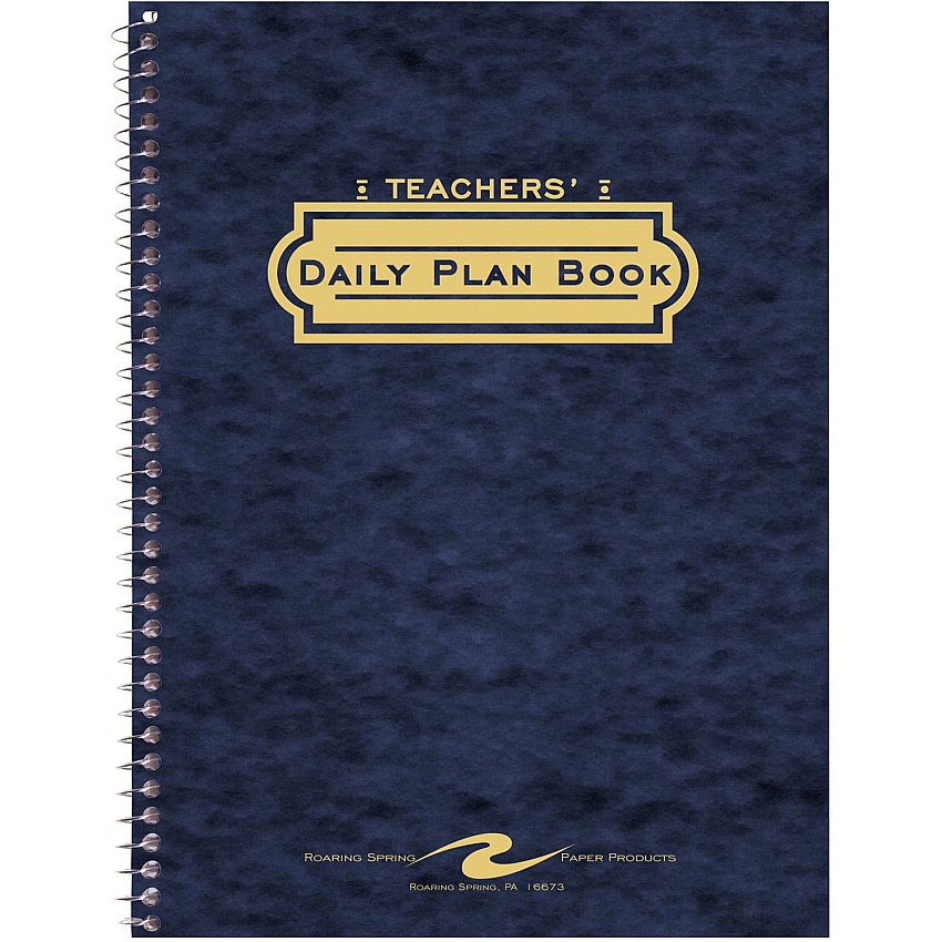 Roaring Spring Teacher's Daily Planner Spiral Book Academic - Weekly - 1 Week Double Page Layout - 8 1/2" x 11" Sheet Size - Green Sheet - Wire Bound - Green - Bond Paper - Black, Blue, Green, Maroon Cover - 11" Height x 8.5" Width - Storage Pocke (12144)