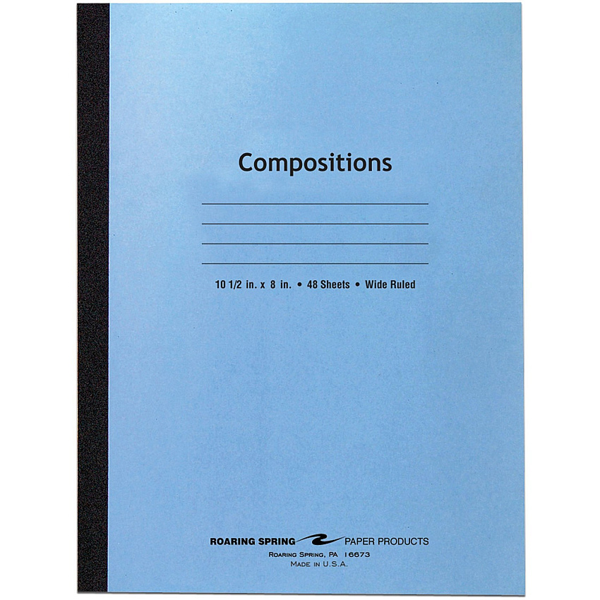 Roaring Spring Wide Ruled Flexible Cover Composition Book 48 Sheets - 96 Pages - Printed - Sewn/Tapebound - Both Side Ruling Surface - Red Margin - 15 lb Basis Weight - 56 g/m² Grammage - 10 1/2" x 8" Sheet Size - 0.25" Height x 8" Width x 10 (77501)