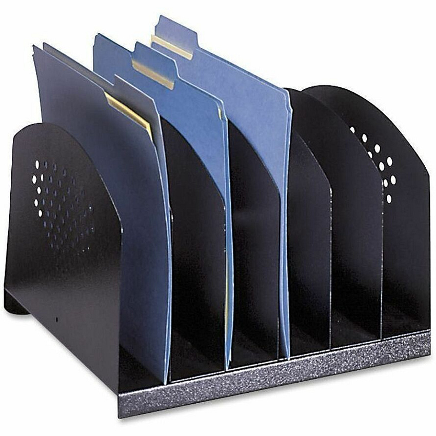 Safco Steel Desk Racks 6 Compartment(s) - Compartment Size : 2" - 8" Height x 12.12" Width x 11.12" Depth - Desktop - Powder Coated - Black - Steel - 1 Each (3155BL)