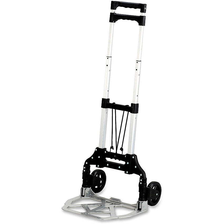 Safco Stow-Away Hand Truck Telescopic Handle - 110 lb Capacity - 4 Casters - 5" Caster Size - Aluminum - 16.25" Width x 25" Depth x 39.50" Height - Aluminum Frame - Silver, Black - 1 Each (4049NC)