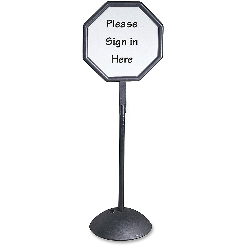 Safco Write Way Dual-sided Directional Sign 22.5" Width x 65" Height x 18" Depth - Octagonal Shape - Both Sides Display, Magnetic, Durable - Indoor, Outdoor, Office - Steel - 1 Each (4118BL)