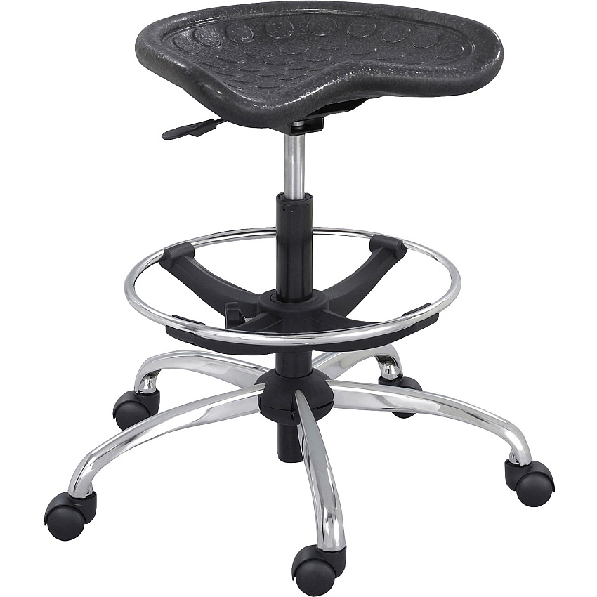 Safco Sitstar Height Adjustable Stool Polyurethane Seat Material - Metal Frame Material - 5-star Base - Black - 1 Each (6660BL)
