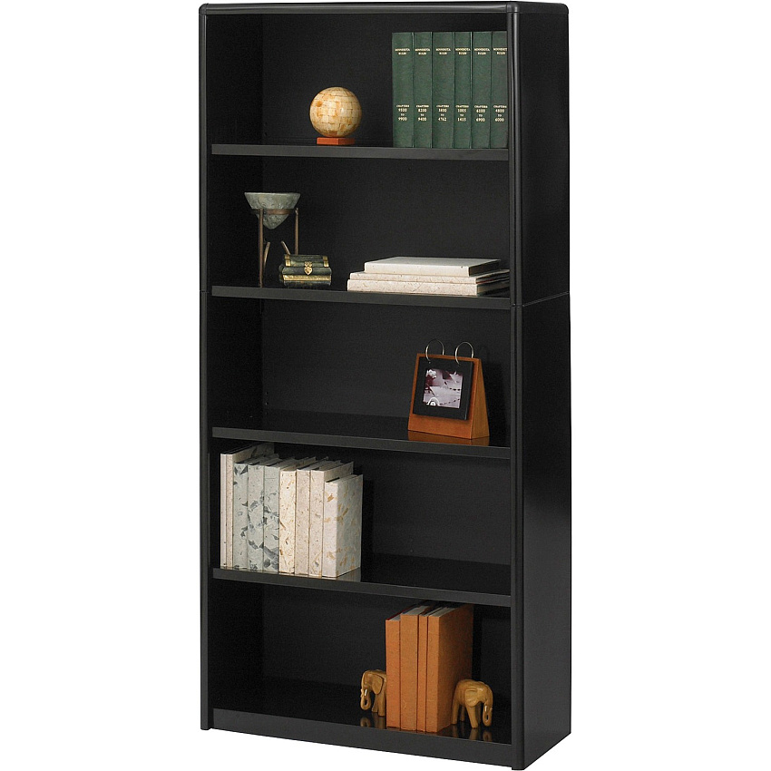 Safco ValueMate Bookcase 31.8" Width x 13.5" Depth x 67" Height - 5 x Shelf(ves) - Black - Steel, Fiberboard, Plastic - Assembly Required (7173BL)