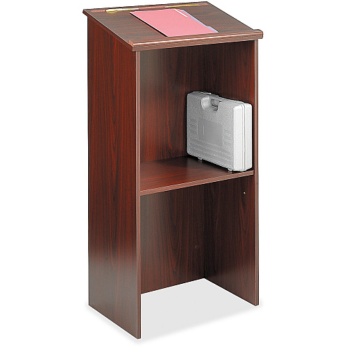 Safco Stand Up Lectern Rectangle Top - 15.75" Table Top Length x 23" Table Top Width - 46" Height - Assembly Required - Laminated, Mahogany - Wood - 1 Each (8915MH)