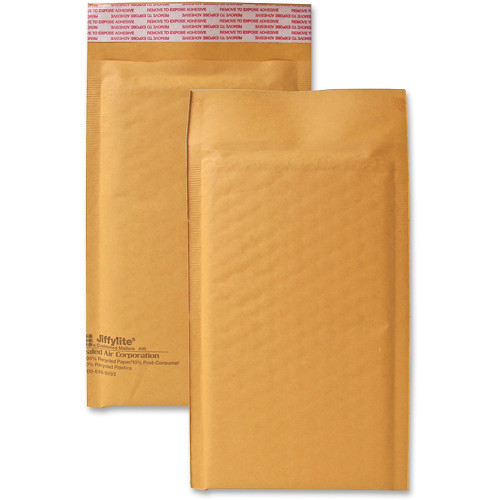 Sealed Air Jiffylite Self-Seal Bubble Mailer, #00, Barrier Bubble Lining, Self-Adhesive Closure, 5 x 10, Golden Brown Kraft, 25/Carton (10184)