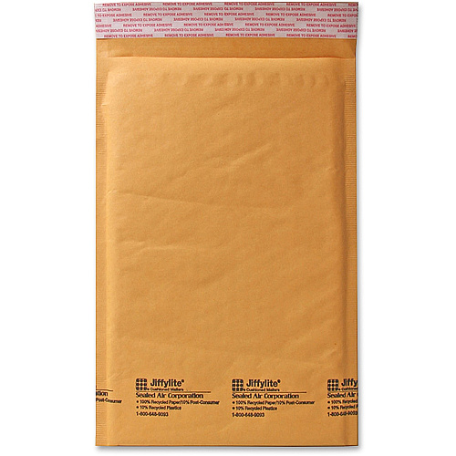 Sealed Air JiffyLite Cellular Cushioned Mailers Bubble - #1 - 7 1/4" Width x 12" Length - Peel & Seal - Kraft - Kraft - 25 / Carton (10186)