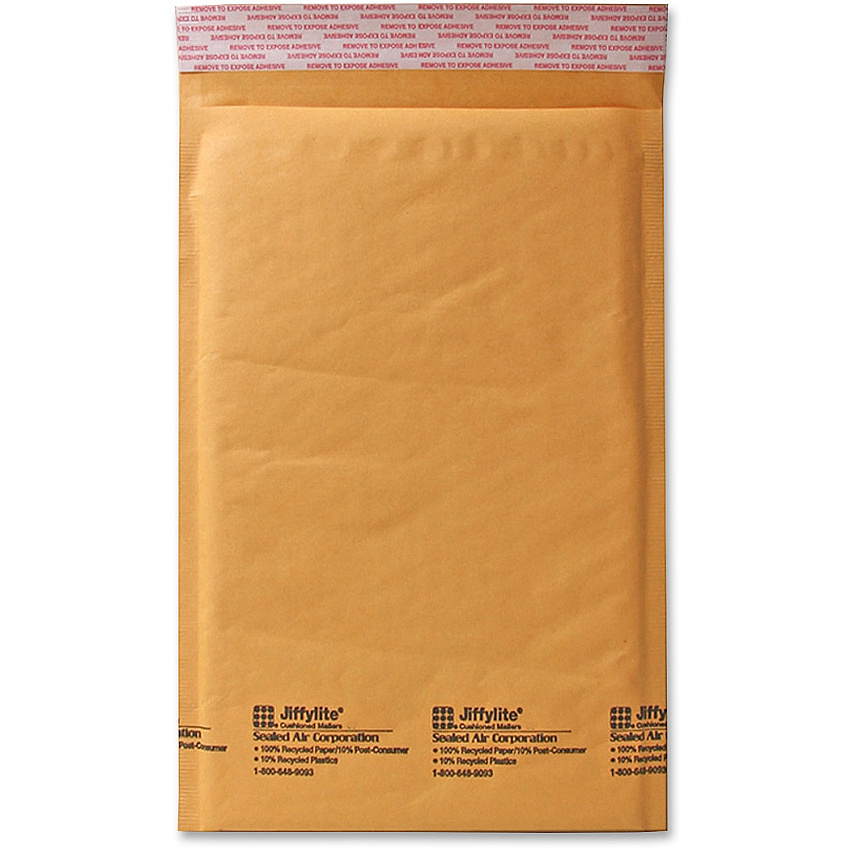 Sealed Air JiffyLite Cellular Cushioned Mailers Bubble - #1 - 7 1/4" Width x 12" Length - Peel & Seal - Kraft - Kraft - 25 / Carton (10186)