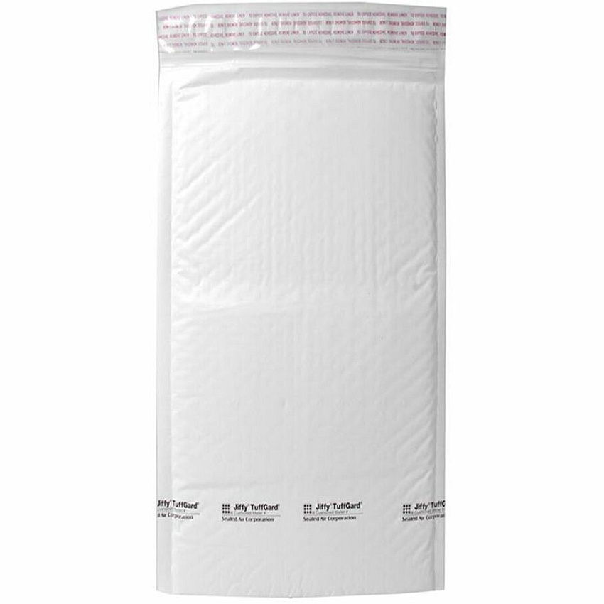 Sealed Air Tuffgard Premium Cushioned Mailers Bubble - #00 - 5" Width x 10" Length - Peel & Seal - White - Poly - 25 / Carton (49677)