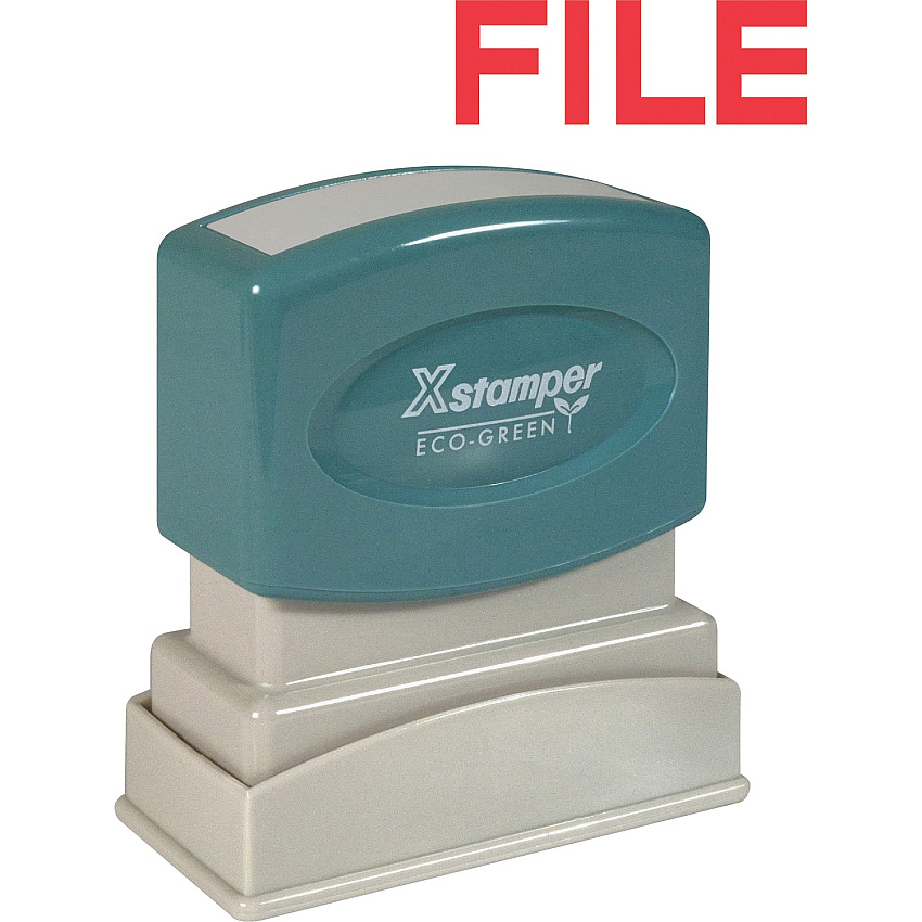 Xstamper FILE Title Stamp Message Stamp - FILE - 0.50" Impression Width x 1.63" Impression Length - 100000 Impression(s) - Red - Recycled - 1 Each (1051)