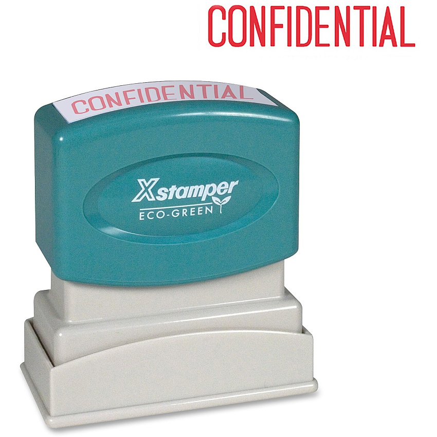 Xstamper CONFIDENTIAL Title Stamp Message Stamp - CONFIDENTIAL - 0.50" Impression Width x 1.63" Impression Length - 100000 Impression(s) - Red - Recycled - 1 Each (1130)