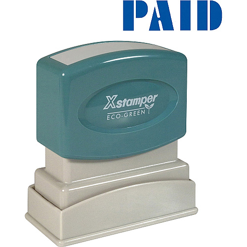Xstamper Blue PAID Title Stamp Message Stamp - PAID - 0.50" Impression Width x 1.62" Impression Length - 100000 Impression(s) - Blue - Recycled - 1 Each (1335)