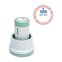 Xstamper XpeDater RECEIVED Rotary Time Stamp Message/Date & Time Stamp - RECEIVED - 1.75" Impression Diameter - Red, Blue - 1 Each (22402)