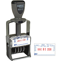 Xstamper Heavy-duty PAID Self-Inking Dater Message/Date Stamp - PAID - Blue, Red - Metal, Plastic Metal - 1 Each (40312)