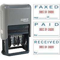 Xstamper Self-Inking Paid/Faxed/Received Dater Message/Date Stamp - PAID, FAXED, RECEIVED - 0.93