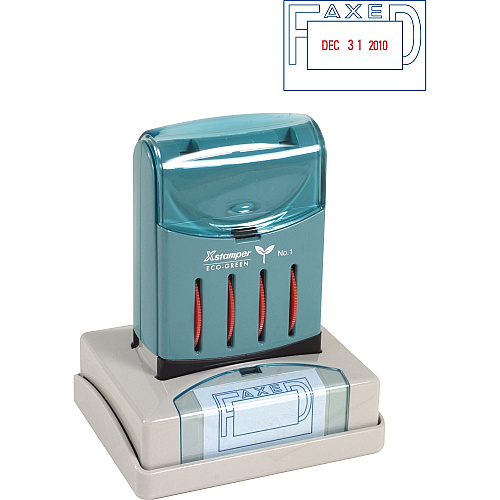 Xstamper VersaDater Pre-inked FAX Date Stamp Message/Date Stamp - FAXED - 1.31" Impression Width x 2.12" Impression Length - Blue, Red - Recycled - 1 Each (66213)