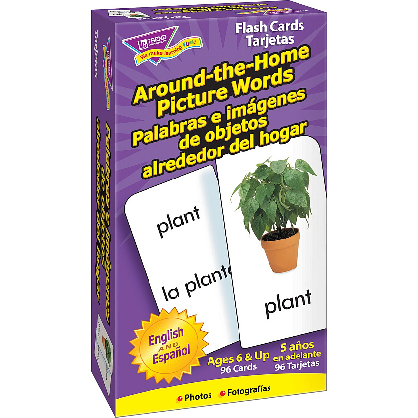 Trend English/Spanish Picture Words Flash Cards Learning - Educational - 1 Each (T53015)