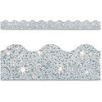 Trend Silver Terrific Trimmers Sparkle Fun, Learning Theme/Subject - Skill Learning: Color - Rectangle Topped With Waves Shape - Pin-up - Layer patterns - Durable, Reusable, Precut - 2.25" Width x 390" Length - Silver - Paper - 1 Each (T91408)