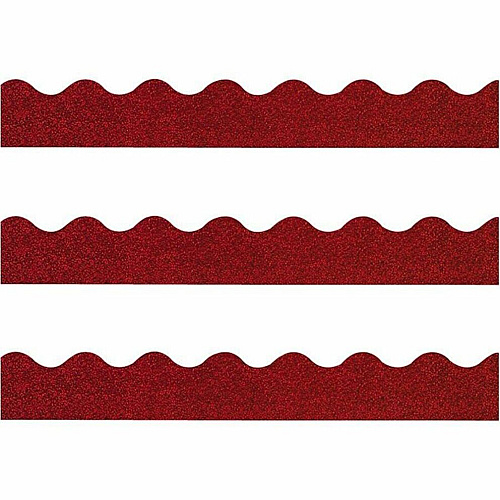 Trend Sparkle Board Trimmers Rectangle Topped With Waves Shape - Pin-up - 0.10" Height x 2.25" Width x 390" Length - Red - Paper - 1 / Each (T91410)