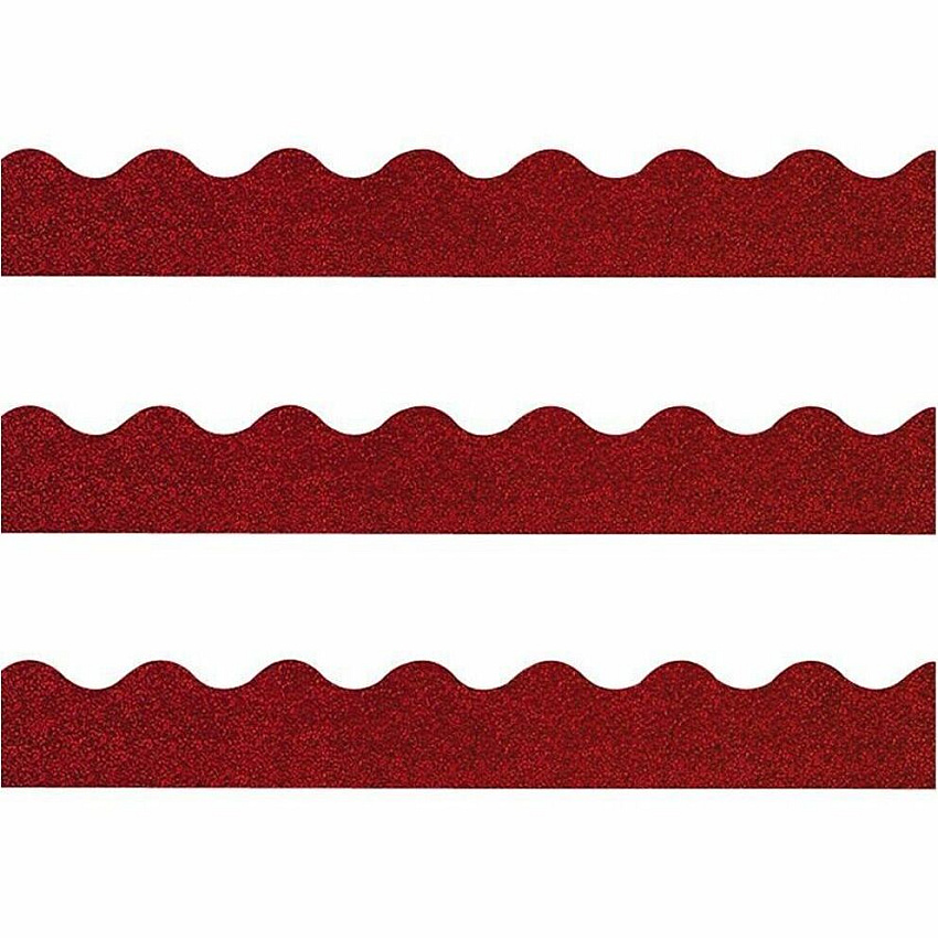 Trend Sparkle Board Trimmers Rectangle Topped With Waves Shape - Pin-up - 0.10" Height x 2.25" Width x 390" Length - Red - Paper - 1 / Each (T91410)