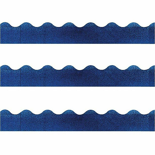 Trend Blue Terrific Trimmers - Sparkle Fun, Learning Theme/Subject - Skill Learning: Color - Rectangle Topped With Waves Shape - Pin-up - Layer pattern - Durable, Precut, Reusable - 2.25" Width x 390" Length - Blue - Paper - 1 Each (T91413)