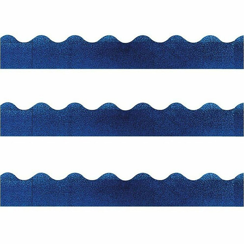 Trend Blue Terrific Trimmers - Sparkle Fun, Learning Theme/Subject - Skill Learning: Color - Rectangle Topped With Waves Shape - Pin-up - Layer pattern - Durable, Precut, Reusable - 2.25" Width x 390" Length - Blue - Paper - 1 Each (T91413)