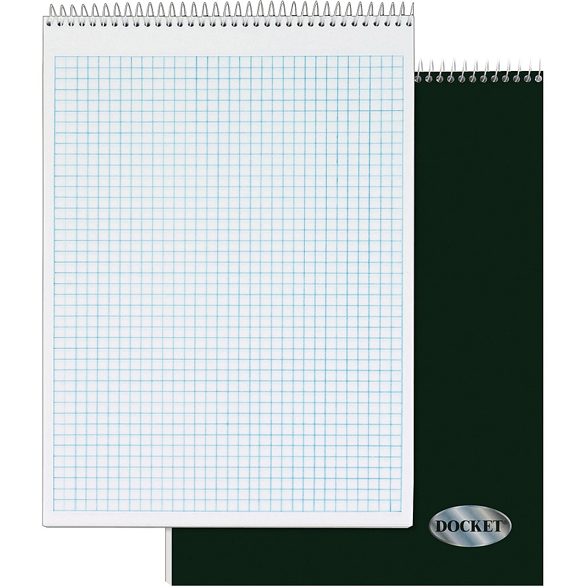 TOPS Docket Top Wire Quadrille Pad 70 Sheets - Wire Bound - 8 1/2" x 11 3/4" Sheet Size - White Paper - Chipboard Cover - Perforated, Hard Cover - 1 Each (63801)