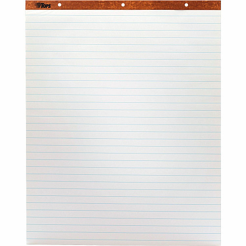 TOPS Horizontal Ruled Easel Pads 50 Sheets - Stapled/Glued - 15 lb Basis Weight - 27" x 34" Sheet Size - White Paper - Perforated, Punched - 2 / Carton (79041)