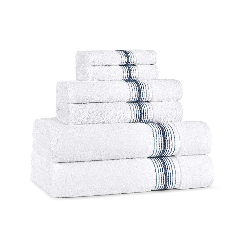 Aston & Arden Turkish Striped 6pc Towel Set Crystal Blue - 1 Set (PNP-BST-STT-CYT)
