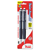 Pentel Twist-Erase III Mechanical Pencil, 0.9 mm, HB (#2), Black Lead, Assorted Barrel Colors, 2/Pack (QE519BP2K6)